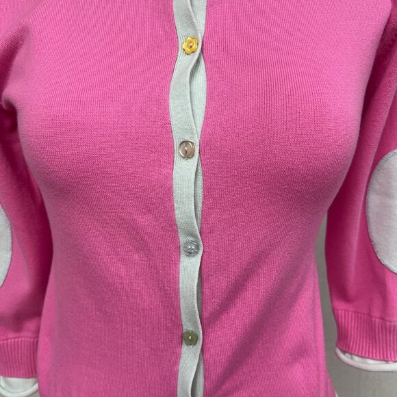 NWT Deadstock 2000s Coquette Color Blocked Elbow Patch Cardigan Sweater Large - Picture 2 of 4